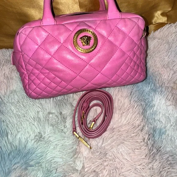 Versace Pink Quilted Women's Handbag - Picture 3 of 17